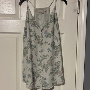 LOFT Floral Camisole - Cream and Green